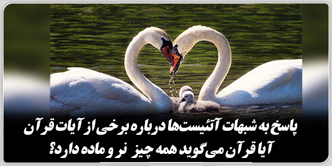 پاسخ به شبهات آتئیست‌ها درباره‌ برخی از آیات قرآن.›.آیا قرآن می‌گوید همه چیز نر و ماده دارد؟